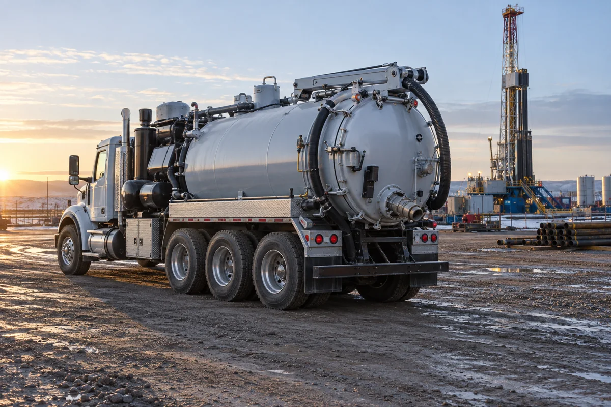 Oilfield service truck at an energy operation