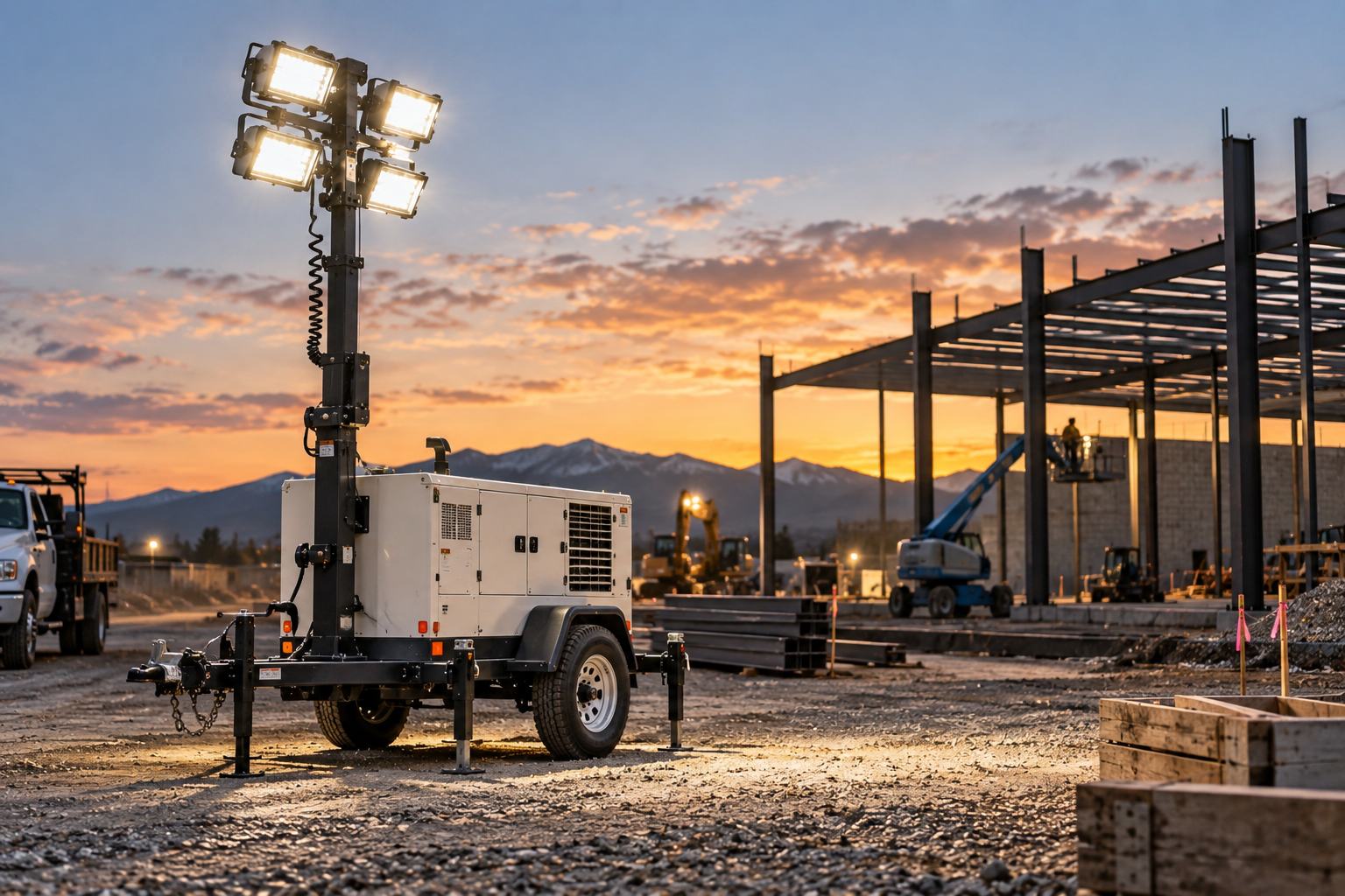 Industrial towable generator and air-compressor equipment