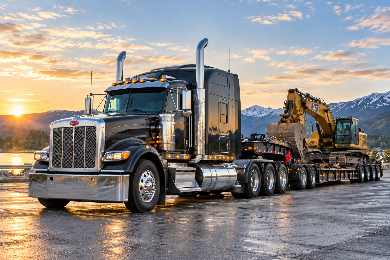 Highway tractor and enclosed semi trailer
